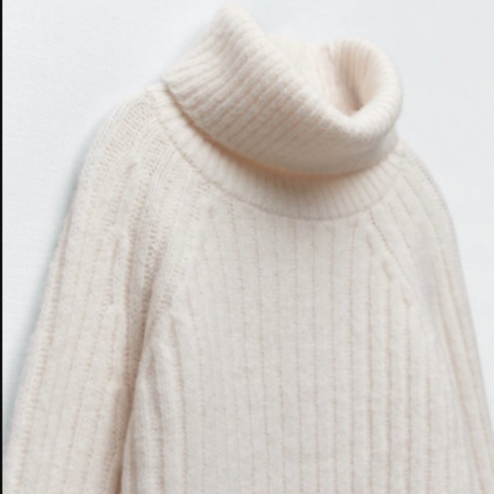 Zara Ribbed Knit Sweater, light pink, size small